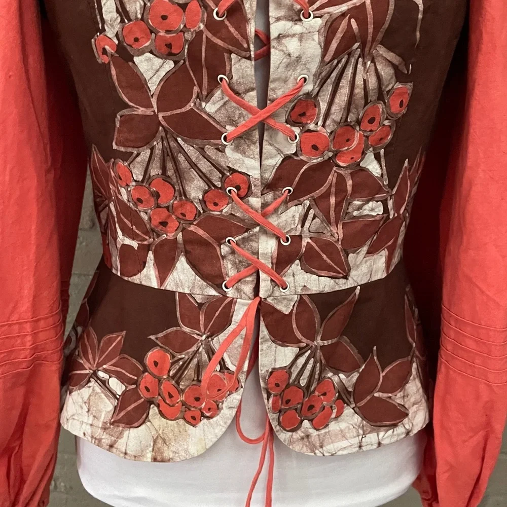 Vintage Swedish Design lace up print top S-M